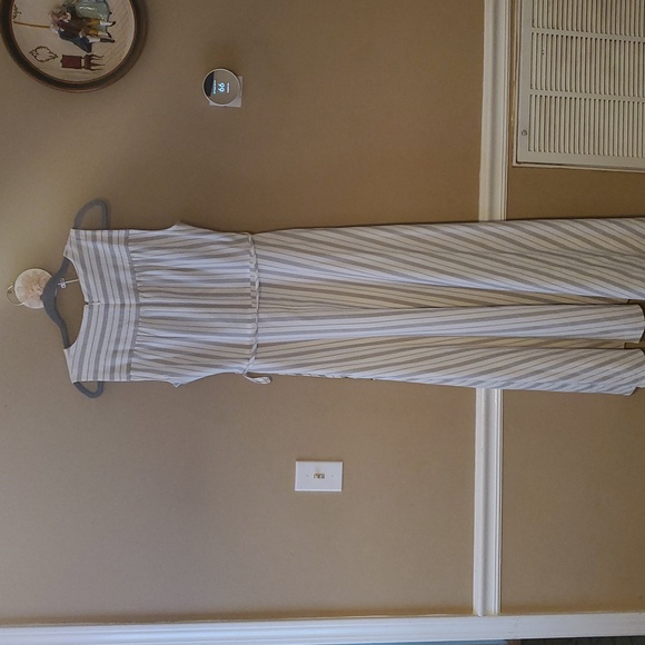 Calvin Klein White Grey Faux-Wrap Striped A-Line Maxi Dress Size 10 NWOT'S - Picture 7 of 13